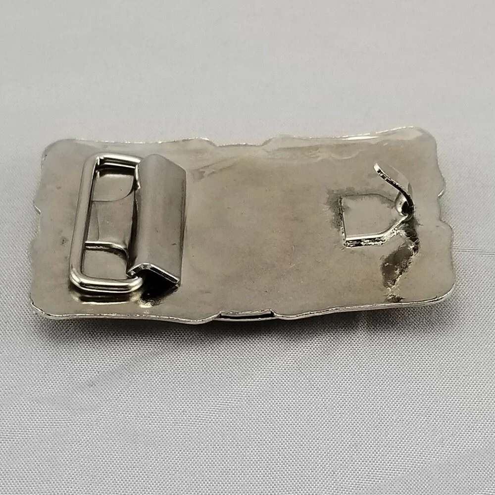 Silver Belt Buckle with Brown Agate Stone